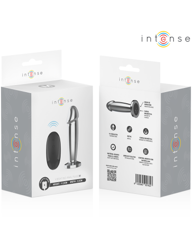 INTENSE - PLUG ANAL 10 VIBRAÇÕES DILDO DE METAL COM CONTROLE REMOTO M