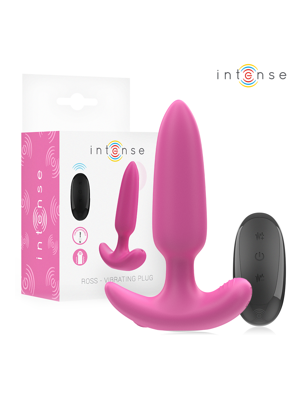 INTENSE - ROSS ANAL PLUG 10 VIBRAÇÕES ROSA CONTROLE REMOTO