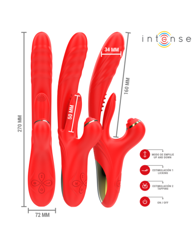 INTENSE - ROSALIA VIBRADOR MULTIFUNCIONAL 3 EM 1 VERMELHO