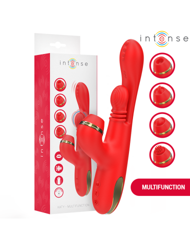 INTENSE - ESTIMULADOR DE CLITÓRIS MULTIFUNCIONAL KATY 4 CABEÇAS INTERCAMBIÁVEIS VERMELHO