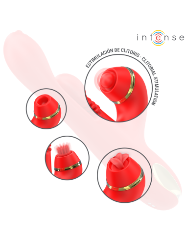 INTENSE - ESTIMULADOR DE CLITÓRIS MULTIFUNCIONAL KATY 4 CABEÇAS INTERCAMBIÁVEIS VERMELHO