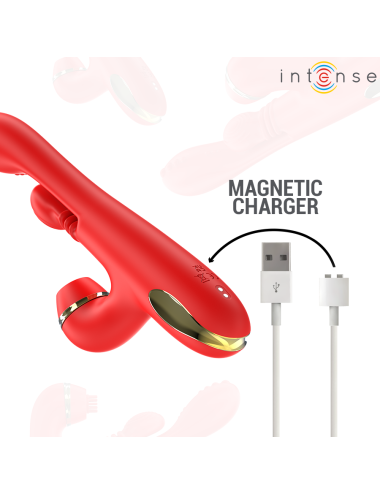 INTENSE - ESTIMULADOR DE CLITÓRIS MULTIFUNCIONAL KATY 4 CABEÇAS INTERCAMBIÁVEIS VERMELHO