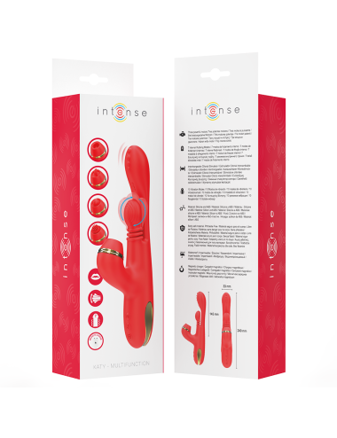 INTENSE - ESTIMULADOR DE CLITÓRIS MULTIFUNCIONAL KATY 4 CABEÇAS INTERCAMBIÁVEIS VERMELHO