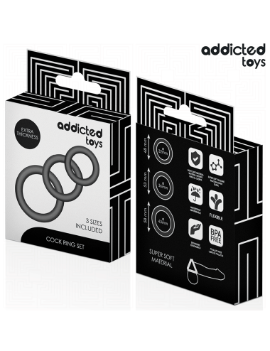 ADDICTED TOYS - CONJUNTO DE ANÉIS DE SILICONE MODELO 1