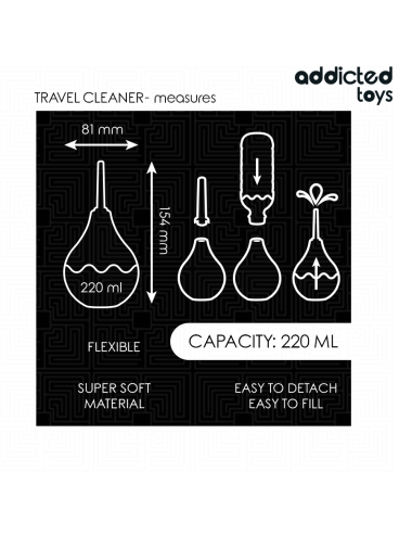 ADDICTED TOYS - LIMPADOR ANAL DE VIAGEM TAMANHO L 220 ML