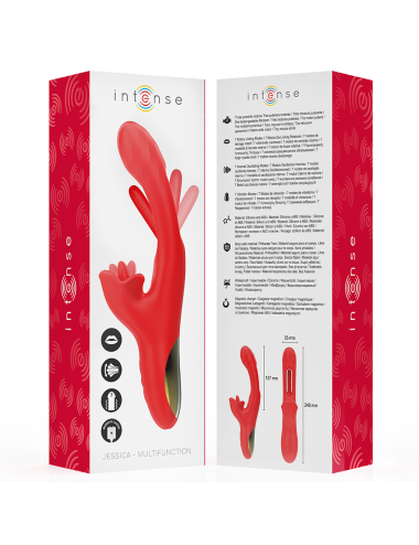 INTENSE - JESSICA MULTIFUNCIONAL VIBRADOR ESTIMULAÇÃO DO CLITÓRIS 24,8 CM VERMELHO