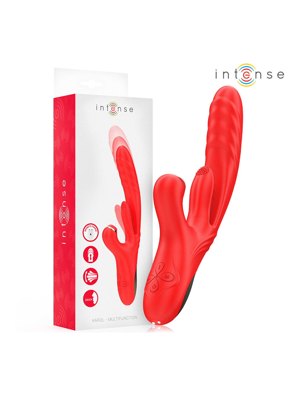 INTENSE - VIBRADOR MULTIFUNCIONAL KAROL THRUST & STIMULATION & ONDAS ESTIMULANTES VERMELHO INTENSE - VIBRADOR MULTIFUNCIONAL KAROL THRUST & STIMULATION & ONDAS ESTIMULANTES VERMELHO