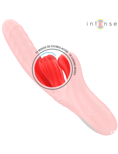 INTENSE - VIBRADOR MULTIFUNCIONAL KAROL THRUST & STIMULATION & ONDAS ESTIMULANTES VERMELHO