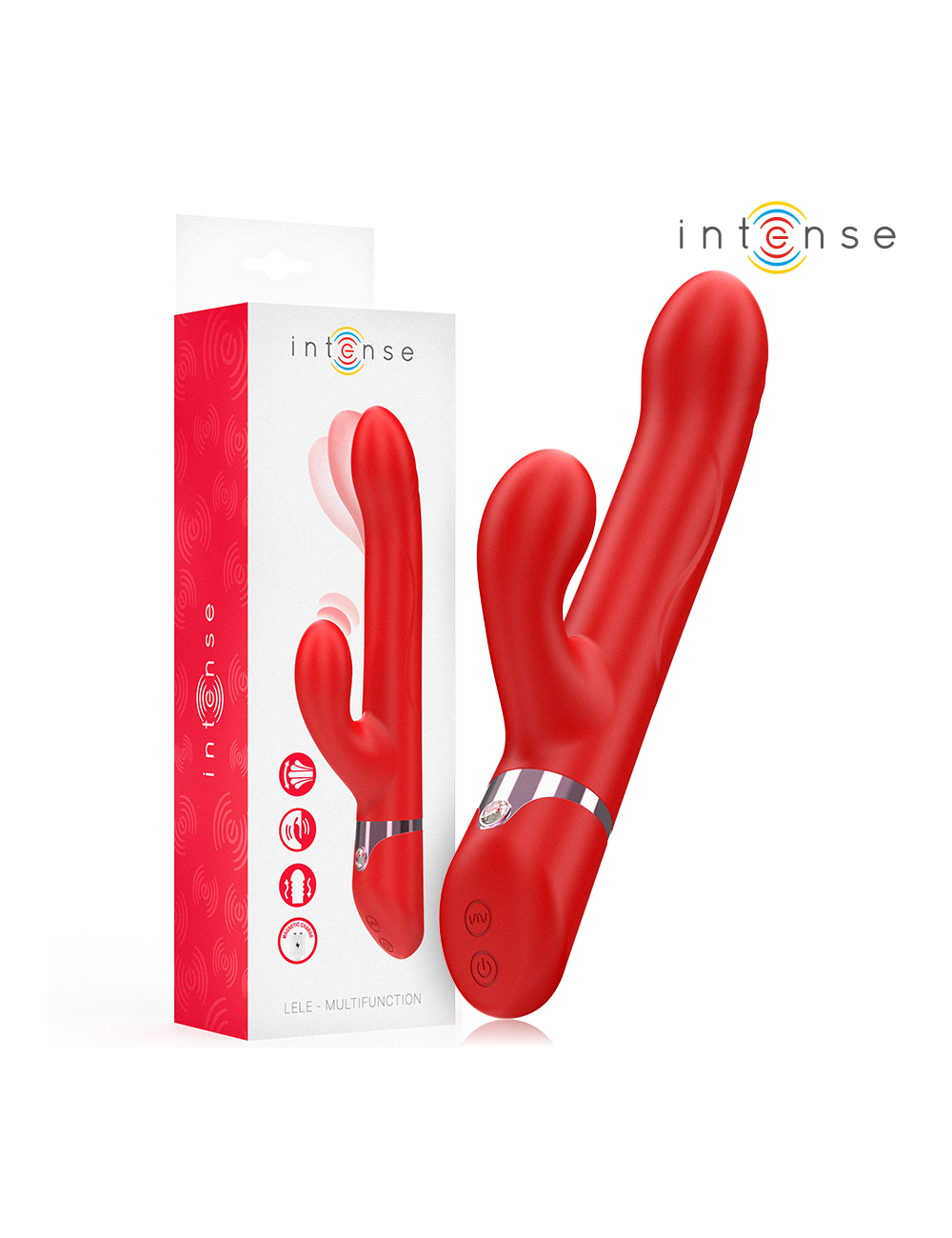 INTENSE - LELE VIBRADOR MULTIFUNCIONAL ROTATIVO & OSCILAÇÃO & ESTIMULAÇÃO VERMELHO