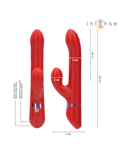 INTENSE - LELE VIBRADOR MULTIFUNCIONAL ROTATIVO & OSCILAÇÃO & ESTIMULAÇÃO VERMELHO