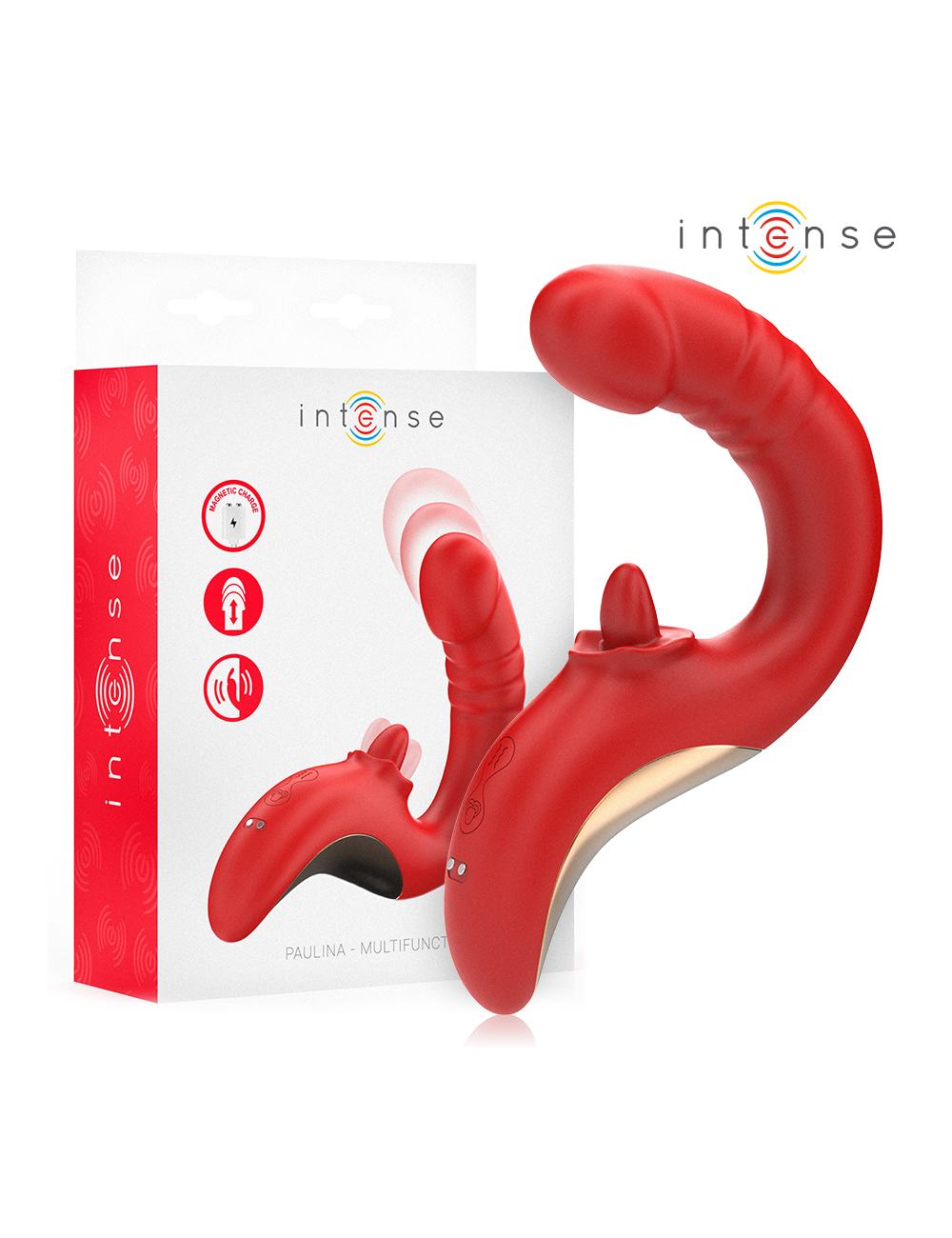 INTENSE - VIBRADOR E ESTIMULADOR PAULINA EM FORMATO U VERMELHO