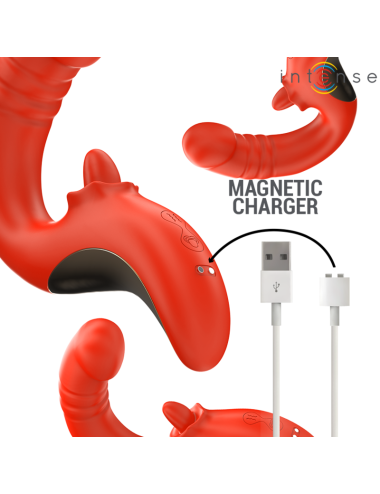 INTENSE - VIBRADOR E ESTIMULADOR PAULINA EM FORMATO U VERMELHO