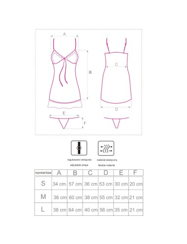 LIVCO CORSETTI FASHION - HYEONA 1710 BABYDOLL + TANGA ROSE M