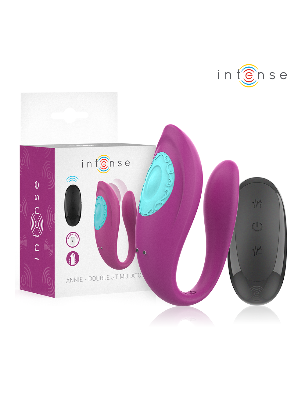 INTENSE - ANNIE VIBRADOR E ESTIMULADOR EM FORMA DE U ROXO CONTROLE REMOTO