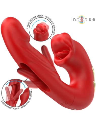 INTENSE - NATHY VIBRADOR DUPLO COM BOCA ESTIMULANTE MULTIFUNÇÕES VERMELHO