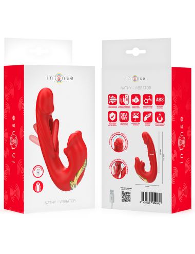 INTENSE - NATHY VIBRADOR DUPLO COM BOCA ESTIMULANTE MULTIFUNÇÕES VERMELHO