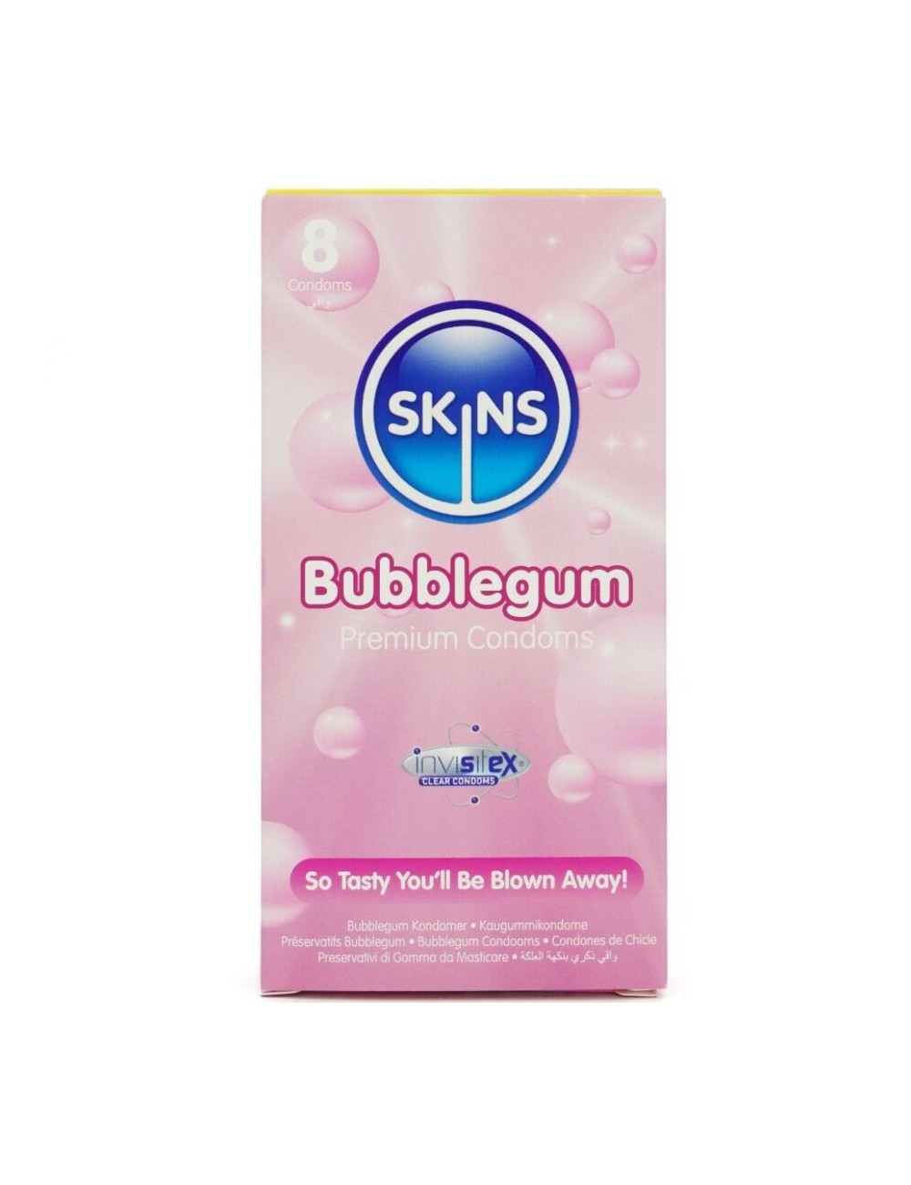 SKINS - PRESERVATIVOS BUBBLEGUM PREMIUM PACOTE 8 SKINS - PRESERVATIVOS BUBBLEGUM PREMIUM PACOTE 8