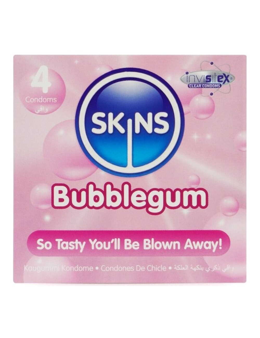 SKINS - PRESERVATIVOS BUBBLEGUM PREMIUM PACOTE 4 SKINS - PRESERVATIVOS BUBBLEGUM PREMIUM PACOTE 4