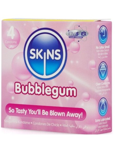 SKINS - PRESERVATIVOS BUBBLEGUM PREMIUM PACOTE 4