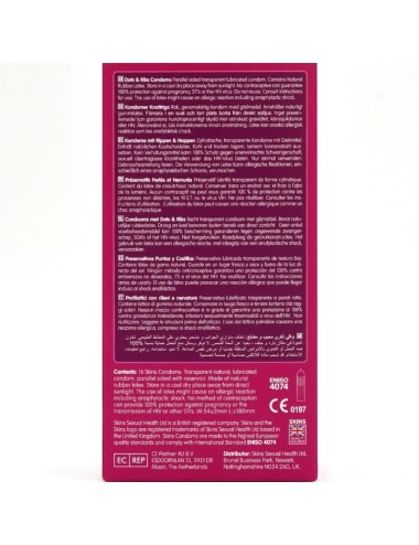 SKINS - DOTS & RIBS PREMIUM PRESERVATIVOS PACOTE COM 16