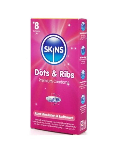 SKINS - DOTS & RIBS PREMIUM PRESERVATIVOS PACOTE 8