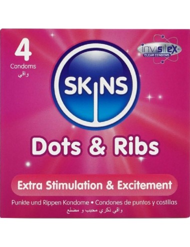 SKINS - DOTS & RIBS PREMIUM PRESERVATIVOS PACOTE 4