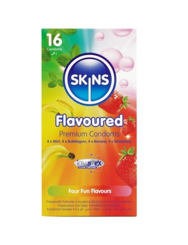 SKINS - PRESERVATIVOS PREMIUM MULTI SABORES PACOTE COM 16