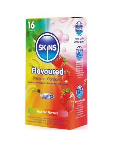SKINS - PRESERVATIVOS PREMIUM MULTI SABORES PACOTE COM 16