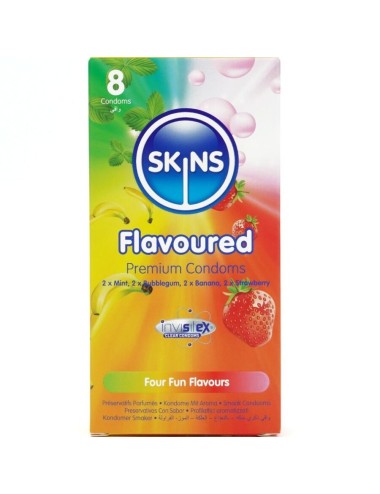 SKINS - PRESERVATIVOS PREMIUM MULTI SABORES PACOTE 8