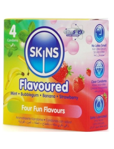 SKINS - PRESERVATIVOS PREMIUM MULTI SABORES PACOTE 4
