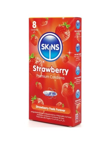 SKINS - PRESERVATIVOS PREMIUM DE MORANGO - PACOTE COM 8