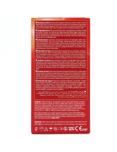 SKINS - PRESERVATIVOS PREMIUM DE MORANGO - PACOTE COM 8