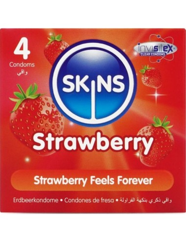 SKINS - PACOTE COM 4 PRESERVATIVOS PREMIUM DE MORANGO