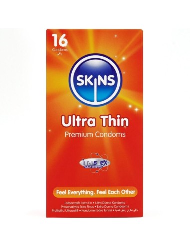 SKINS - PRESERVATIVOS ULTRA FINOS PREMIUM PACOTE COM 16