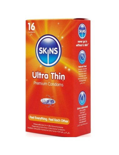SKINS - PRESERVATIVOS ULTRA FINOS PREMIUM PACOTE COM 16