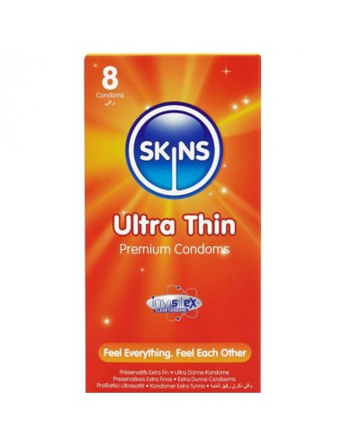 SKINS - PRESERVATIVOS ULTRA FINOS PREMIUM PACOTE COM 8