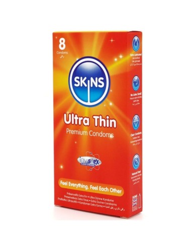 SKINS - PRESERVATIVOS ULTRA FINOS PREMIUM PACOTE COM 8