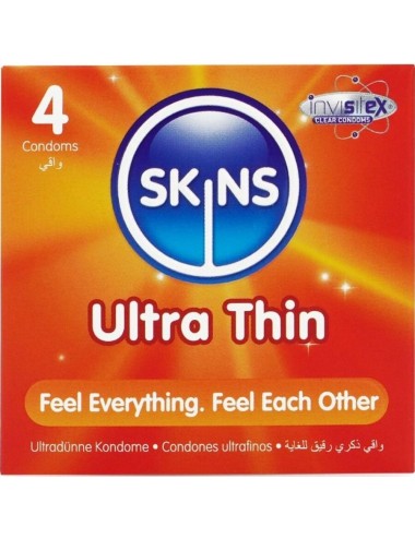 SKINS - PRESERVATIVOS ULTRA FINOS PREMIUM PACOTE COM 4