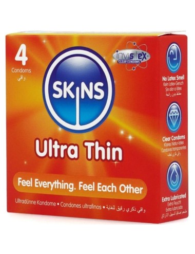 SKINS - PRESERVATIVOS ULTRA FINOS PREMIUM PACOTE COM 4