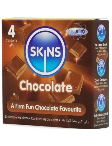 SKINS - PACOTE COM 4 PRESERVATIVOS CHOCOLATE PREMIUM
