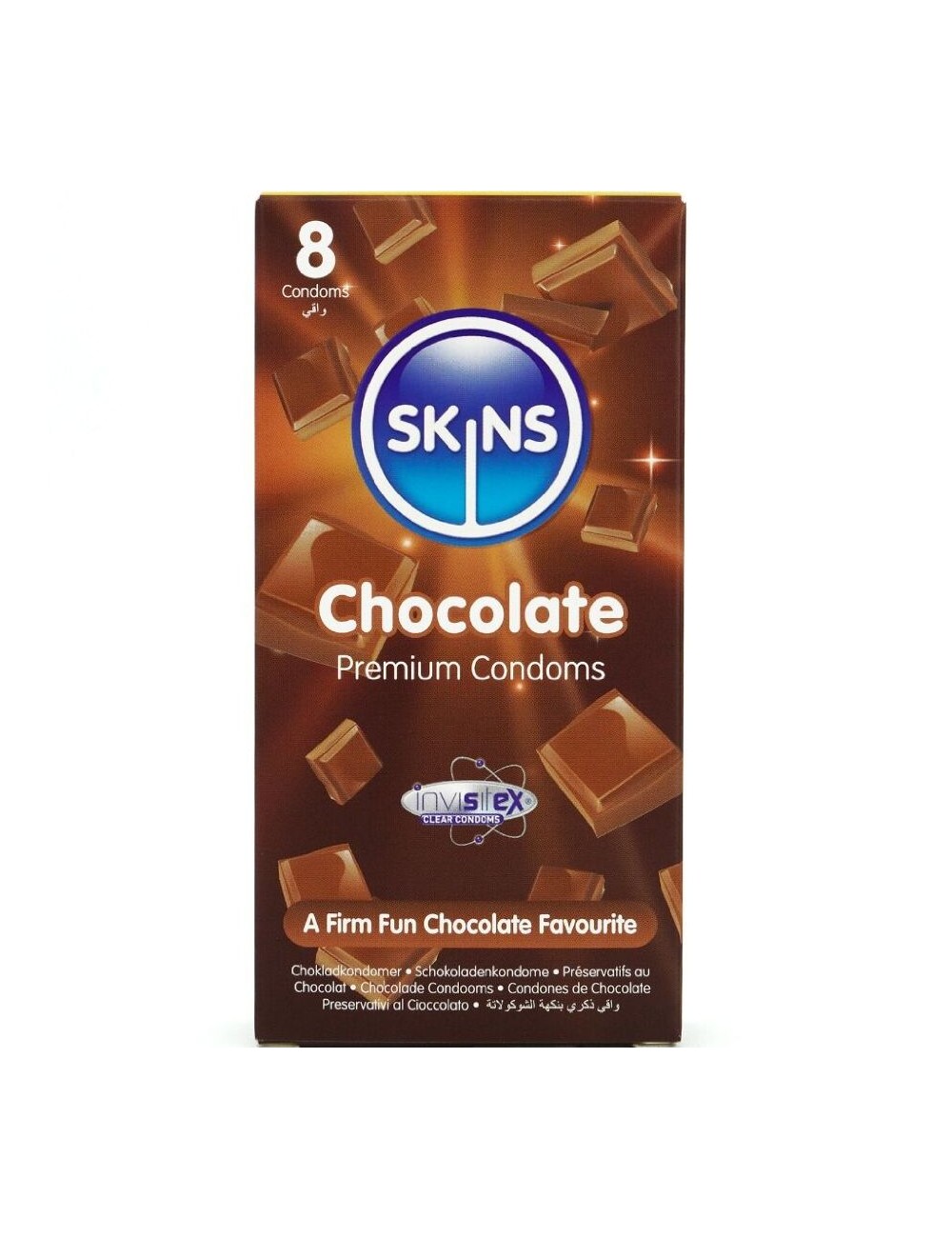 SKINS - PRESERVATIVOS CHOCOLATE PREMIUM PACOTE 8 SKINS - PRESERVATIVOS CHOCOLATE PREMIUM PACOTE 8