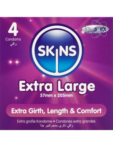 SKINS - PRESERVATIVOS EXTRA GRANDE PREMIUM PACOTE 4