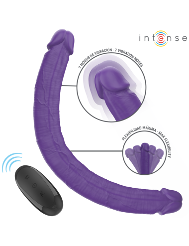 INTENSE - GUNTER DILDO VIBRADOR DUPLO 40 CM ROXO CONTROLE REMOTO