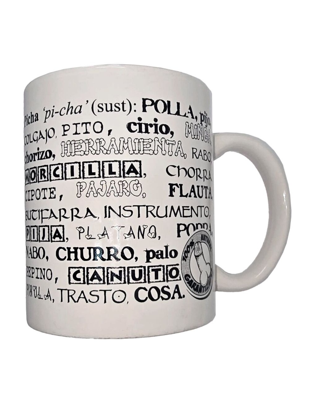 DIABLO PICANTE - CANECA BRANCA COM SINÔNIMOS DE PÊNIS 370 ML