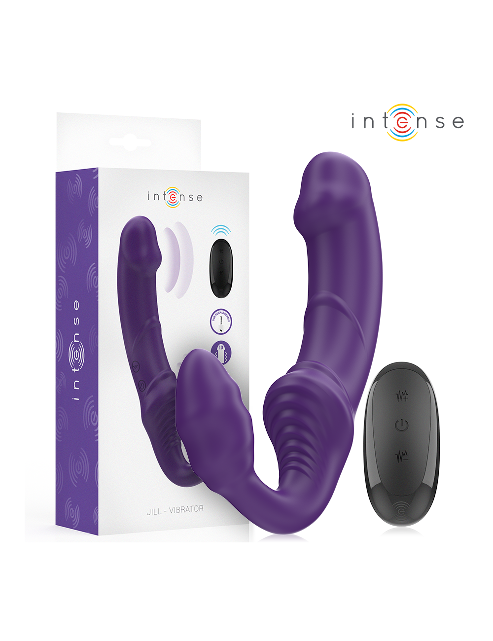 INTENSE - JILL VIBRADOR DUPLO 20 CM ROXO CONTROLE REMOTO