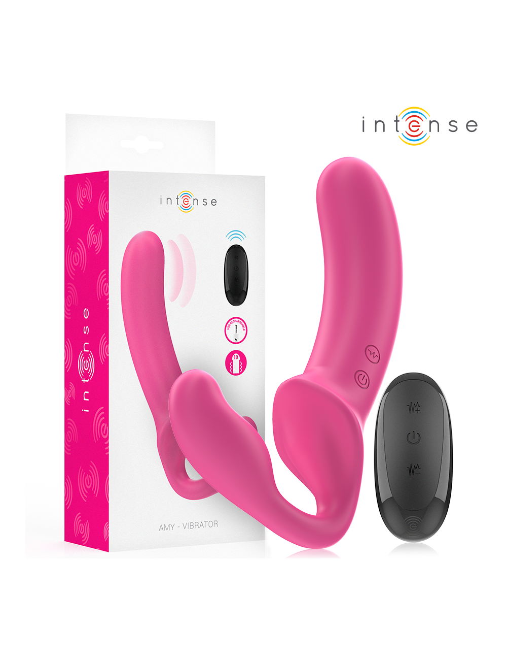 INTENSE - AMY VIBRADOR DUPLO 20 CM ROSA CONTROLE REMOTO