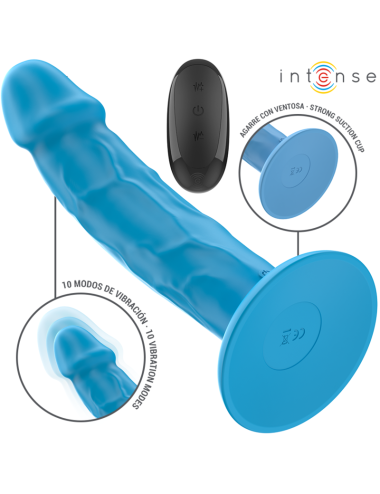 INTENSE - VIBRADOR REALÍSTICO PHOEBE 10 VIBRAÇÕES CONTROLE REMOTO AZUL