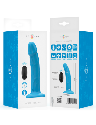 INTENSE - VIBRADOR REALÍSTICO PHOEBE 10 VIBRAÇÕES CONTROLE REMOTO AZUL