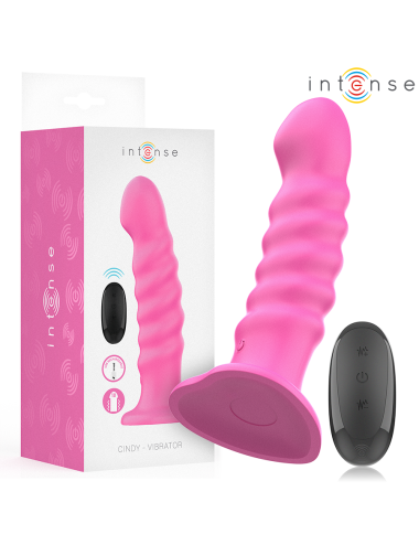 INTENSE - VIBRADOR CINDY TAMANHO L DESIGN ESPIRAL 10 VIBRAÇÕES ROSA CONTROLE REMOTO