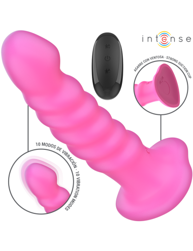 INTENSE - VIBRADOR CINDY TAMANHO L DESIGN ESPIRAL 10 VIBRAÇÕES ROSA CONTROLE REMOTO